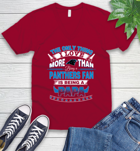 NFL The Only Thing I Love More Than Being A Carolina Panthers Fan Is Being A Papa Football V-Neck T-Shirt 7