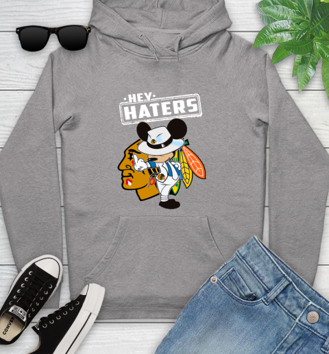 NHL Hey Haters Mickey Hockey Sports Chicago Blackhawks Youth Hoodie 6