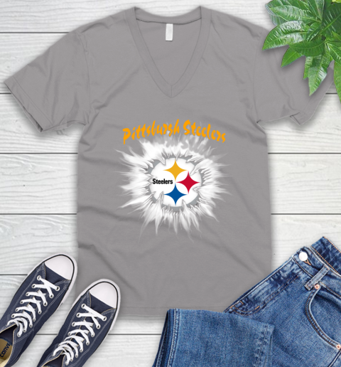 Pittsburgh Steelers NFL Football Adoring Fan Rip Sports V-Neck T-Shirt 3