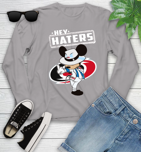 NHL Hey Haters Mickey Hockey Sports Carolina Hurricanes Youth Long Sleeve 5