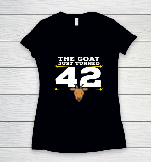 The Goat Just Turned 42 42nd Birthday Goat Women's V-Neck T-Shirt 8