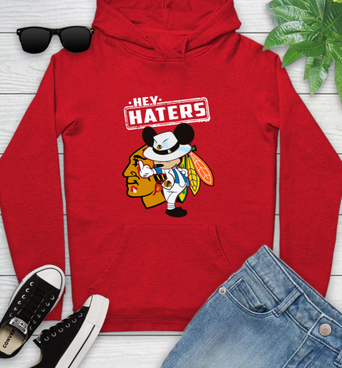 NHL Hey Haters Mickey Hockey Sports Chicago Blackhawks Youth Hoodie 12
