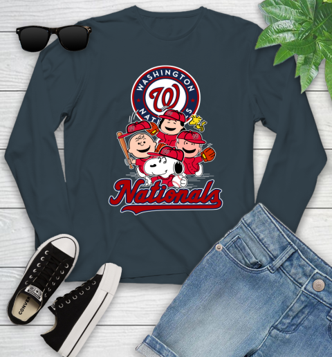 MLB Washington Nationals Snoopy Charlie Brown Woodstock The Peanuts Movie Baseball T Shirt_000 Youth Long Sleeve 9