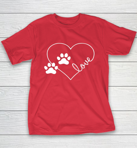Cute Love Hearts Valentine Day Paw Print Dog Owner Dog Lover Youth T-Shirt 8