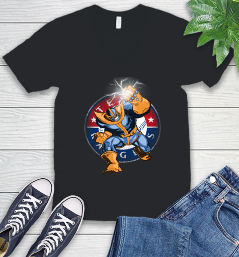 Texas Rangers MLB Baseball Thanos Avengers Infinity War Marvel V-Neck T-Shirt