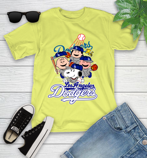 MLB Los Angeles Dodgers Snoopy Charlie Brown Woodstock The Peanuts Movie Baseball T Shirt_000 Youth T-Shirt 10
