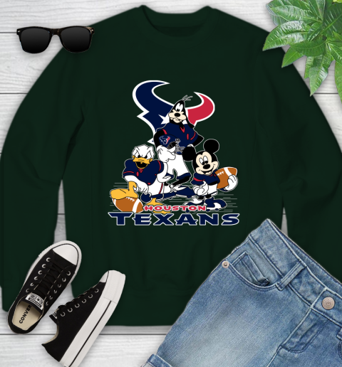 NFL Houston Texans Mickey Mouse Donald Duck Goofy Football Shirt Youth Sweatshirt 9