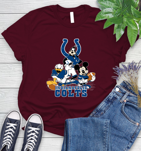NFL Indianapolis Colts Mickey Mouse Donald Duck Goofy Football Shirt Women's T-Shirt 7