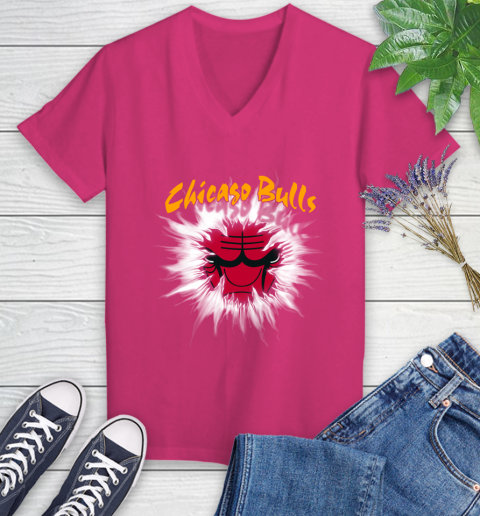 Chicago Bulls NBA Basketball Rip Sports Women's V-Neck T-Shirt 9