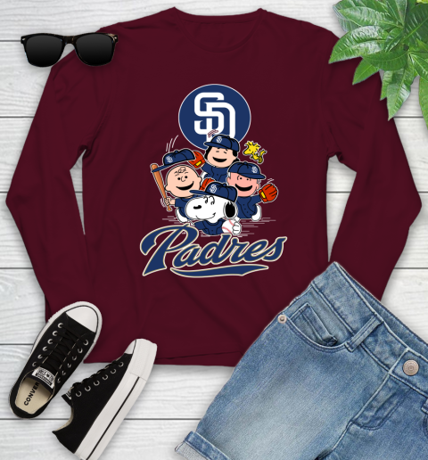 MLB San Diego Padres Snoopy Charlie Brown Woodstock The Peanuts Movie  Baseball T Shirt_000 Women's T-Shirt