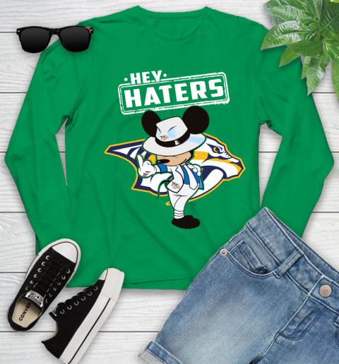 NHL Hey Haters Mickey Hockey Sports Nashville Predators Youth Long Sleeve 7