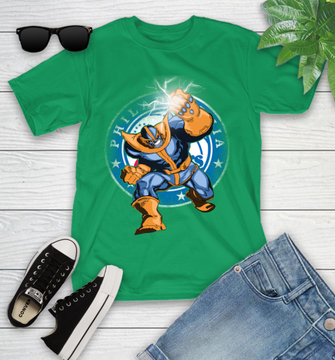 Philadelphia 76ers NBA Basketball Thanos Avengers Infinity War Marvel Youth T-Shirt 8