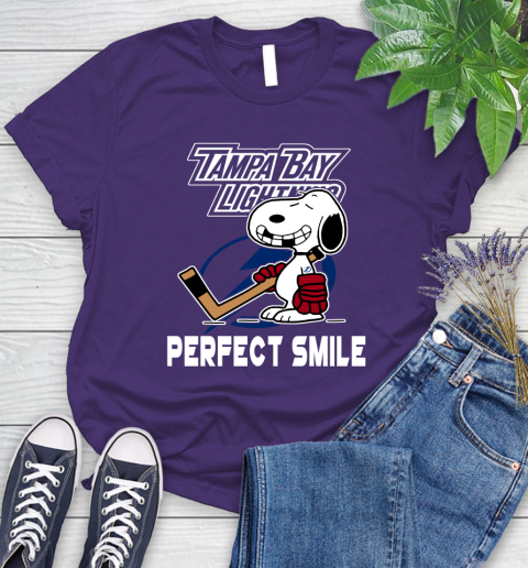 NHL Tampa Bay Lightning Snoopy Perfect Smile The Peanuts Movie Hockey T Shirt Women's T-Shirt 4