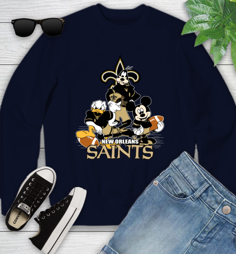 NFL New Orleans Saints Mickey Mouse Donald Duck Goofy Football Shirt Youth Sweatshirt 2