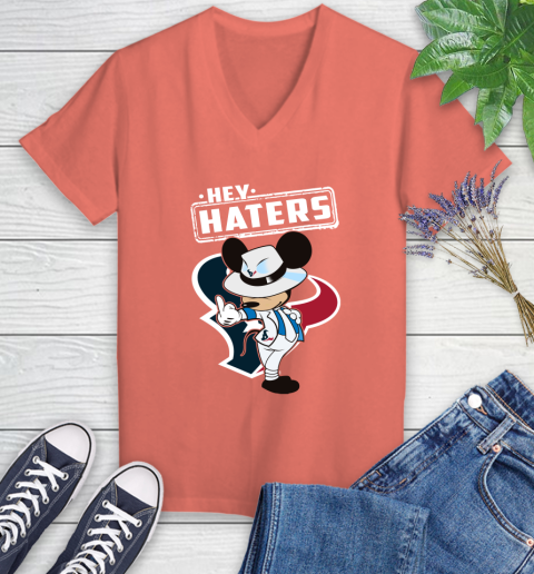 NFL Hey Haters Mickey Football Sports Houston Texans Women's V-Neck T-Shirt 6
