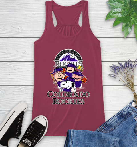 MLB Colorado Rockies Snoopy Charlie Brown Woodstock The Peanuts Movie Baseball T Shirt_000 Racerback Tank 7