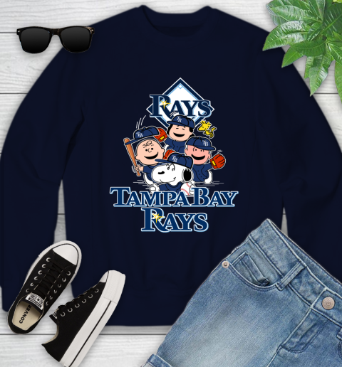 MLB Tampa Bay Rays Snoopy Charlie Brown Woodstock The Peanuts Movie Baseball T Shirt Youth Sweatshirt 2