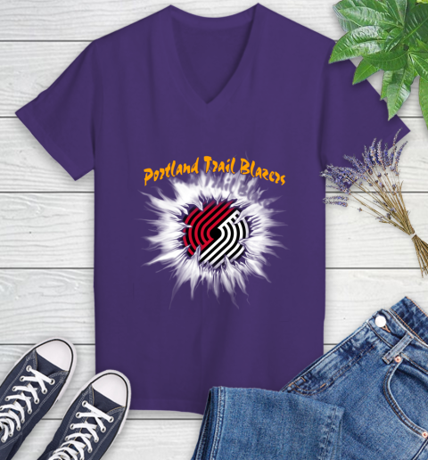 Portland Trail Blazers NBA Basketball Rip Sports Women's V-Neck T-Shirt 3