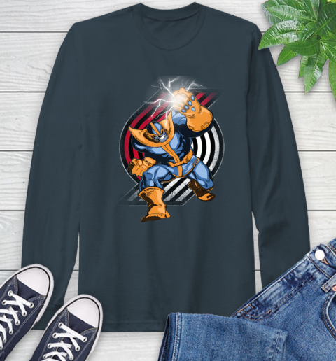 Portland Trail Blazers NBA Basketball Thanos Avengers Infinity War Marvel Long Sleeve T-Shirt 9
