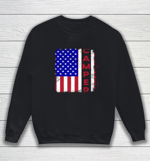 Camper USA Camping Patriotic American Flag Vintage Sweatshirt