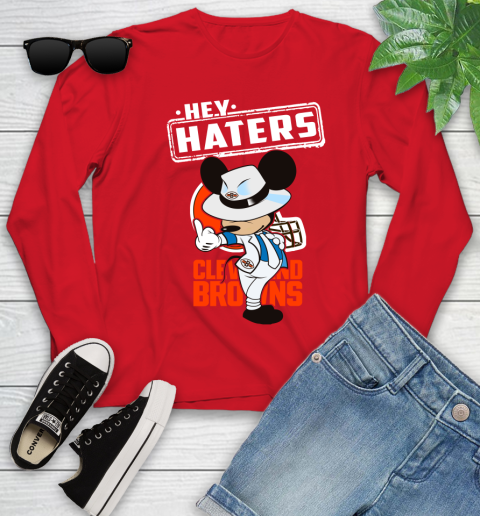 NFL Hey Haters Mickey Football Sports Cleveland Browns Youth Long Sleeve 11