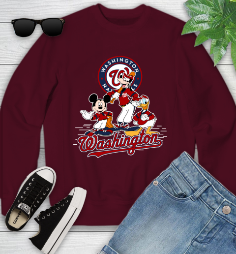 MLB Washington Nationals Mickey Mouse Donald Duck Goofy Baseball T Shirt Youth Sweatshirt Tee For Sports