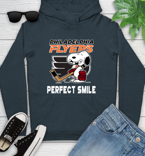 NHL Philadelphia Flyers Snoopy Perfect Smile The Peanuts Movie Hockey T Shirt Youth Hoodie 10