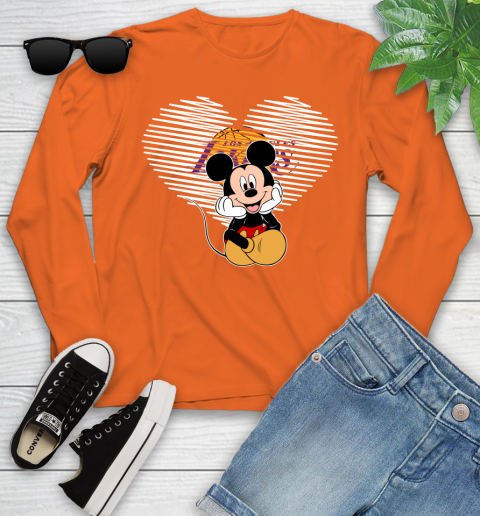 NBA Los Angeles Lakers The Heart Mickey Mouse Disney Basketball Youth Long Sleeve 3