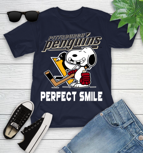 NHL Pittsburgh Penguins Snoopy Perfect Smile The Peanuts Movie Hockey T Shirt Youth T-Shirt 2