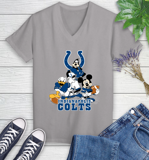 NFL Indianapolis Colts Mickey Mouse Donald Duck Goofy Football Shirt Women's V-Neck T-Shirt 4