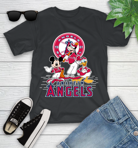 MLB Los Angeles Angels Mickey Mouse Donald Duck Goofy Baseball T Shirt Youth T-Shirt