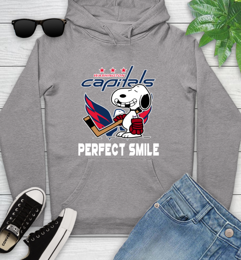 NHL Washington Capitals Snoopy Perfect Smile The Peanuts Movie Hockey T Shirt Youth Hoodie 6