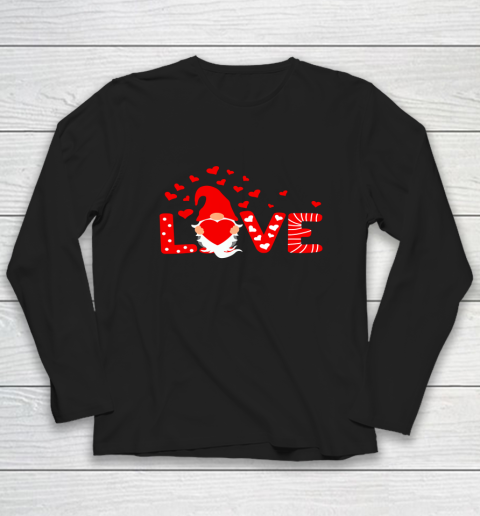 Valentine's Day LOVE Gnomies Holding Red Heart Valentine Long Sleeve T-Shirt