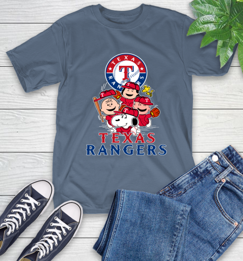 MLB Texas Rangers Snoopy Charlie Brown Woodstock The Peanuts Movie Baseball T Shirt T-Shirt 8