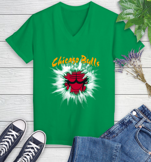 Chicago Bulls NBA Basketball Rip Sports Women's V-Neck T-Shirt 5