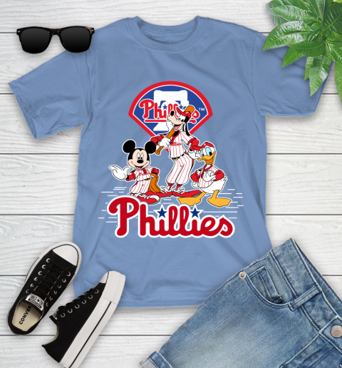 MLB Philadelphia Phillies Mickey Mouse Donald Duck Goofy Baseball T Shirt Youth T-Shirt 15