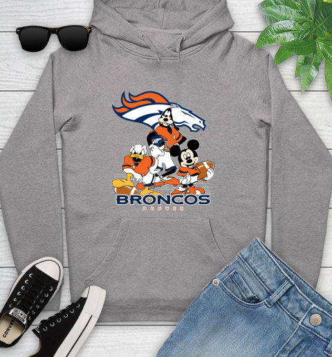 NFL Denver Broncos Mickey Mouse Donald Duck Goofy Football Shirt Youth Hoodie 6