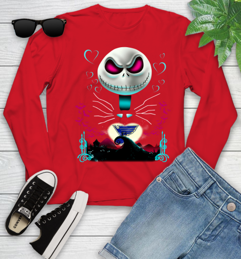 NHL St.Louis Blues Jack Skellington Sally The Nightmare Before Christmas Hockey Youth Long Sleeve 11
