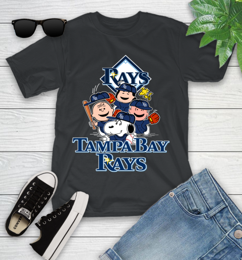 MLB Tampa Bay Rays Snoopy Charlie Brown Woodstock The Peanuts Movie Baseball T Shirt Youth T-Shirt