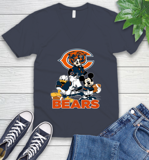 NFL Chicago Bears Mickey Mouse Donald Duck Goofy Football Shirt V-Neck T-Shirt 8