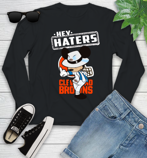 NFL Hey Haters Mickey Football Sports Cleveland Browns Youth Long Sleeve