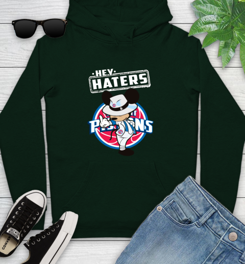 NBA Hey Haters Mickey Basketball Sports Detroit Pistons Youth Hoodie 14