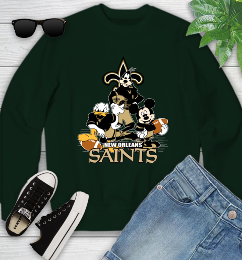 NFL New Orleans Saints Mickey Mouse Donald Duck Goofy Football Shirt Youth Sweatshirt 9