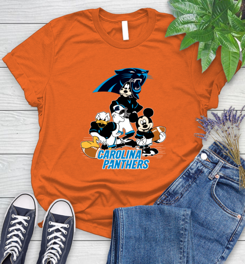 NFL Carolina Panthers Mickey Mouse Donald Duck Goofy Football Shirt Women's T-Shirt 3