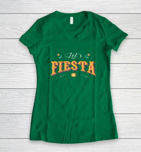 Cinco De Mayo Party Lets Fiesta Mexican Typography Women's V-Neck T-Shirt 3