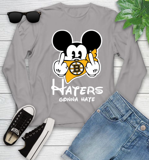 NHL Boston Bruins Haters Gonna Hate Mickey Mouse Disney Hockey T Shirt Youth Long Sleeve 5