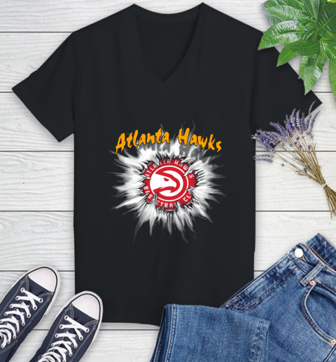 Atlanta Hawks NBA Basketball Rip Sports Women's V-Neck T-Shirt