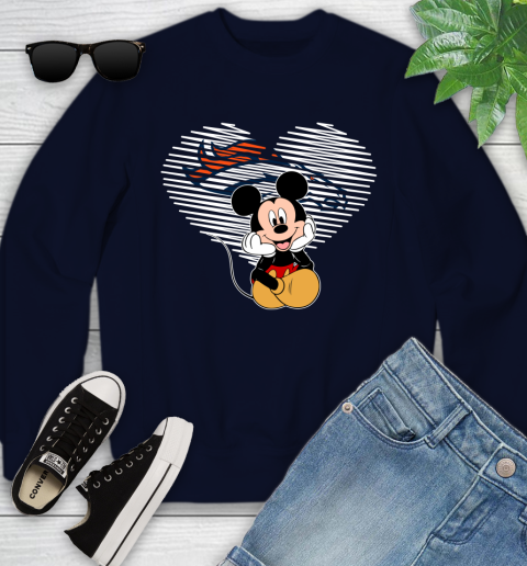NFL Denver Broncos The Heart Mickey Mouse Disney Football T Shirt_000 Youth Sweatshirt 2