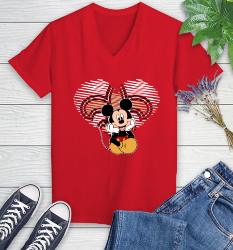 NFL New Orleans Saints The Heart Mickey Mouse Disney Football T Shirt_000 Women's V-Neck T-Shirt 11
