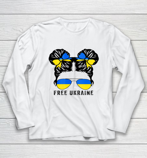 Ukraine Shirt Ukrainian Flag Ukraine Pride Women Messy Bun Free Ukraine Long Sleeve T-Shirt
